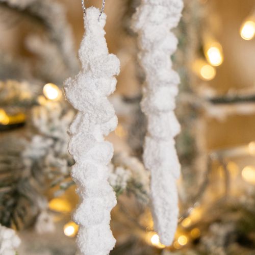 Artikel Eiszapfen Anhänger beschneit 14cm 4er Set – Winterliche Weihnachtsdeko