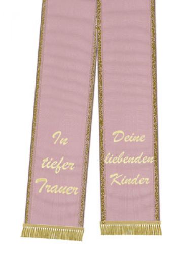 Trauerband bedruckt 125mm x 75cm altrosa Trauerband bedruckt 125mm x 75cm altrosa