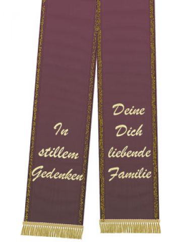 Floristik21 Trauerband bedruckt 125mm x 75cm aubergine