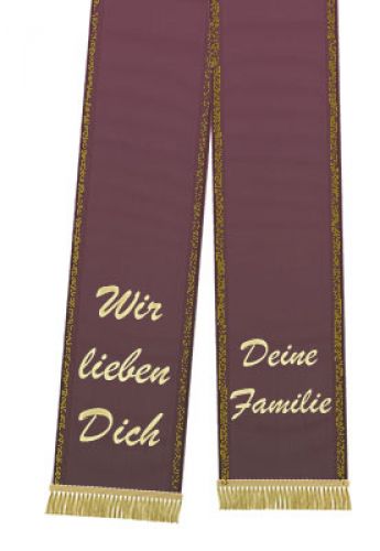 Trauerband bedruckt 125mm x 75cm aubergine Trauerband bedruckt 125mm x 75cm aubergine