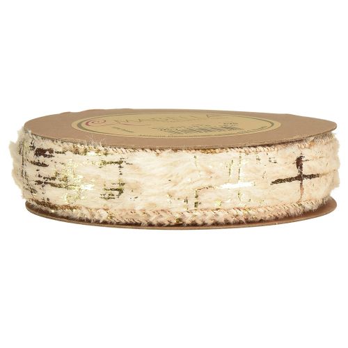 Artikel Band mit Fell Dekoband Creme Gold Kunstfell 25mm 15m