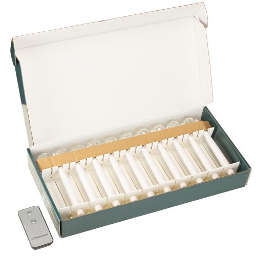 Artikel LED Baumkerzen mit Kristallgewicht, Flackereffekt und Fernbedienung – 31 cm, 10er-Set, gelbes Licht