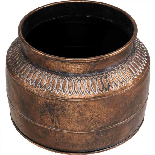 Floristik21 Übertopf groß Metall Kupfern Relief Deko Kübel Ø31,5cm H23cm