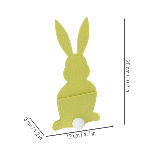 Artikel Bestecktaschen Hase aus Filz mit Frohe-Ostern-Druck, Gelb und Grün, 26cm, 4er-Set