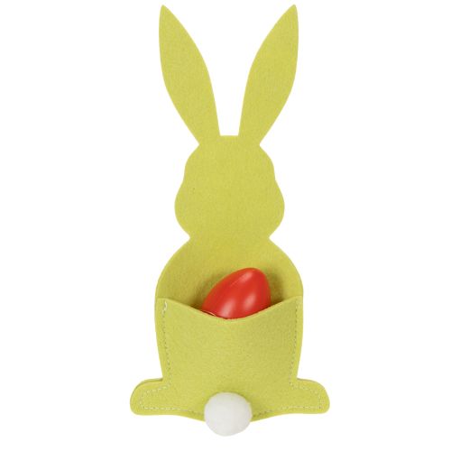 Artikel Bestecktaschen Hase aus Filz mit Frohe-Ostern-Druck, Gelb und Grün, 26cm, 4er-Set