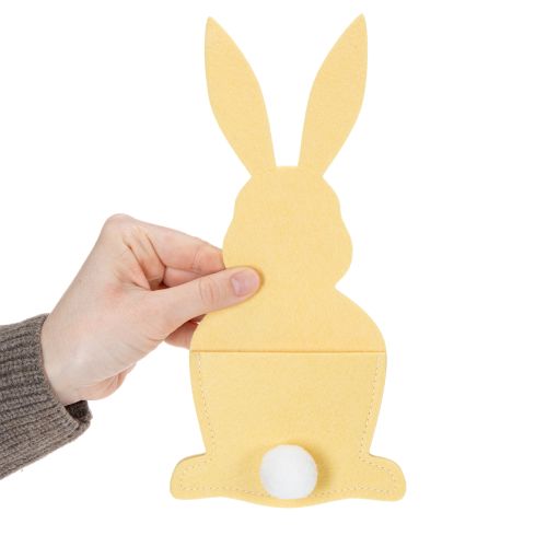 Artikel Bestecktaschen Hase aus Filz mit Frohe-Ostern-Druck, Gelb und Grün, 26cm, 4er-Set