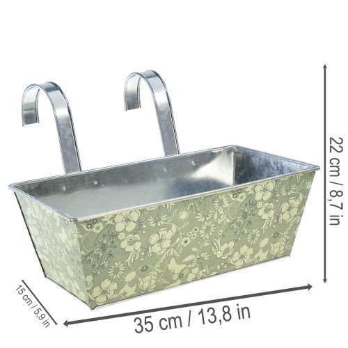 Blumenkasten mit Halterung Balkon Metall 35x15cm H13cm | Floristik21.de