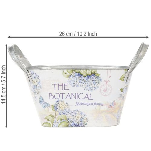 Blumenschale mit Griffen Hortensien Metall 26×13×14,5cm | Floristik21.de