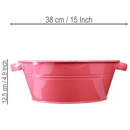 Artikel Blumenschale Rosa Metall Ø33,5cm mit Griffen, Dekoschale vielseitig