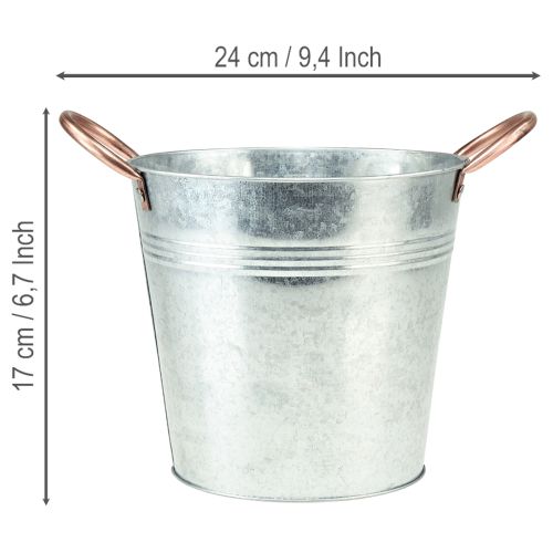 Blumentopf mit Griffen Metall Deko Eimer Ø16cm H15cm | Floristik21.de