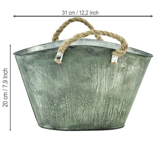 Blumentopf mit Jutegriffen Metall Handtasche 31×20×17cm | Floristik21.de