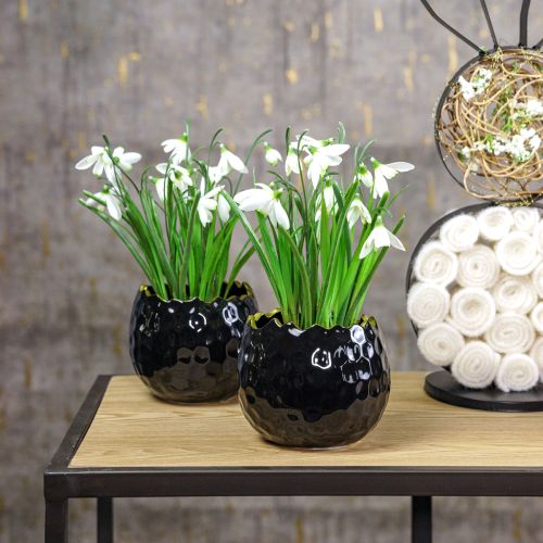 Artikel Blumentopf Keramik Ei Pflanztopf Schwarz Ø10cm H8cm 2 St