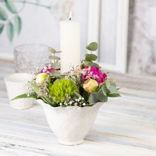 Blumentopf Keramik Übertopf Blumenkelch Pflanztopf Weiß Ø15cm