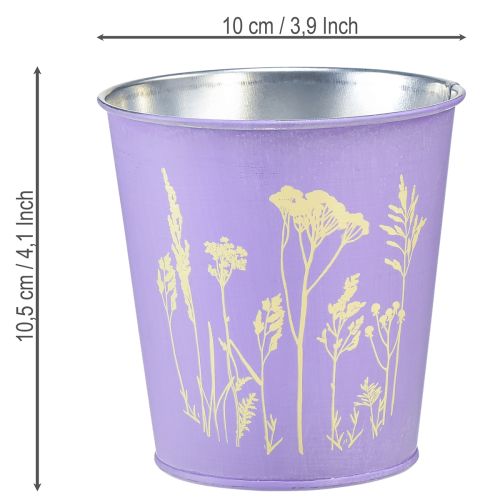 Blumentopf Metall Übertopf Lila Blumen Ø10cm H10,5cm | Floristik21.de
