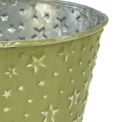 Artikel Blumentopf Metall Übertopf Sterne Grün Silber Ø16cm