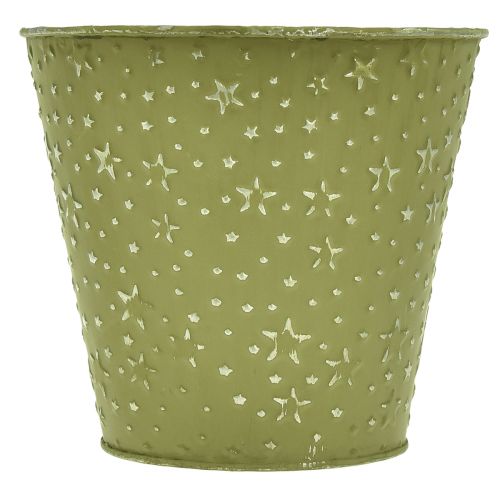 Artikel Blumentopf Metall Übertopf Sterne Grün Silber Ø16cm