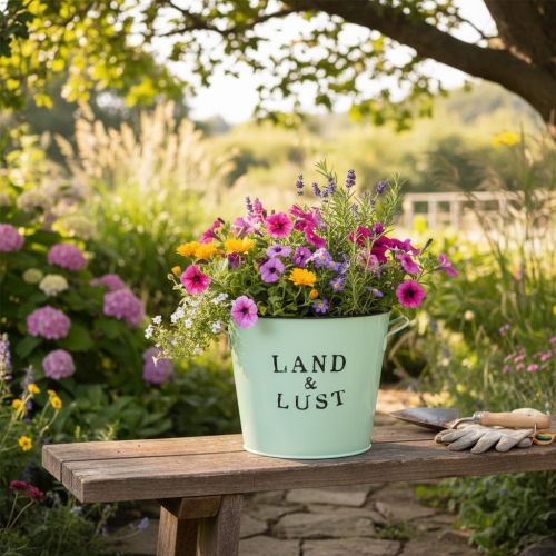 Blumentopf Mint Metall Übertopf Landhaus Ø17cm H15,5cm | Floristik21.de