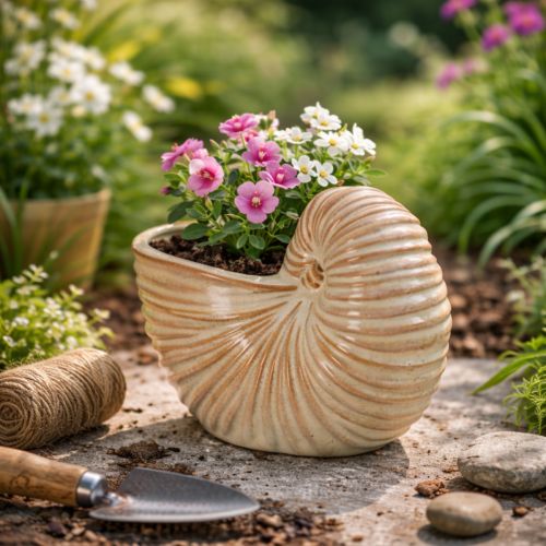 Artikel Keramik-Blumentopf Schneckenform 21cm – Stilvolle Pflanzendekoration für Innen und Außen