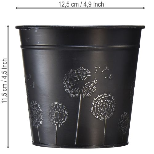 Artikel Blumentopf Schwarz Silber Übertopf Metall Ø12,5cm H11,5cm