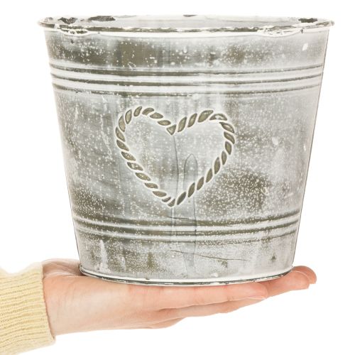 Blumentopf Shabby Chic Übertopf Metall Herz Ø22cm H17,5cm | Floristik21.de
