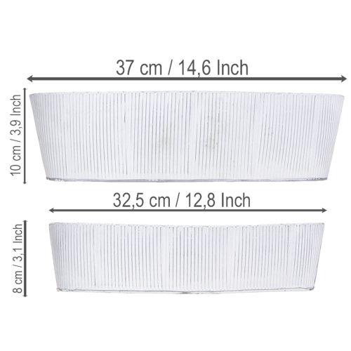 Artikel Elegante ovale Metallschalen Weiß Silber Set 32,5cm/37cm Deko