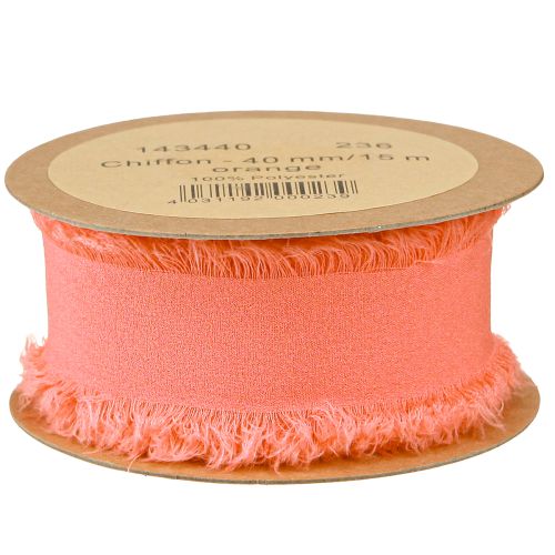 Artikel Chiffonband Pastellorange Fransen 40mm 15m Dekoband Geschenk Verpackung