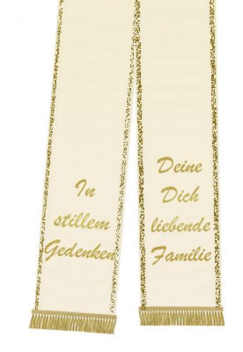 Trauerband bedruckt 125mm x 75cm creme Trauerband bedruckt 125mm x 75cm creme