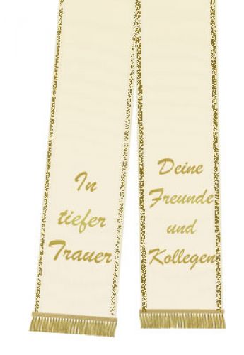 Trauerband bedruckt 125mm x 75cm creme Trauerband bedruckt 125mm x 75cm creme