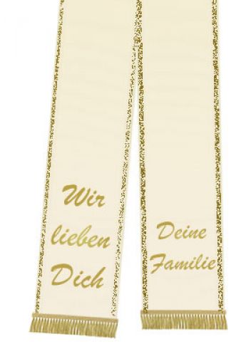 Trauerband bedruckt 125mm x 75cm creme Trauerband bedruckt 125mm x 75cm creme