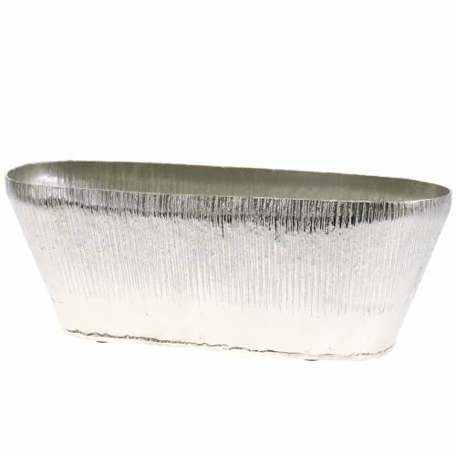 Floristik21 Dekotopf Oval Silber 40cm x 13cm H13cm