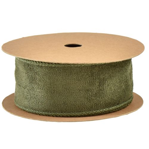 Floristik21 Stoffband Samt Dekoband Grün Schmuckband B50mm L8m
