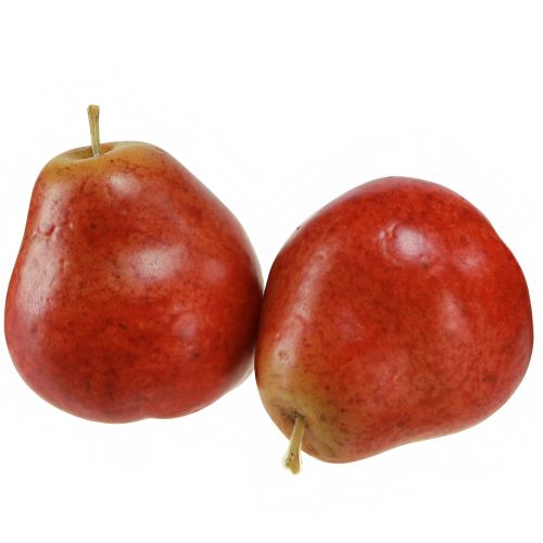 Floristik21 Rote Deko-Birnen im Netz, Attrappe, Kunstobst, 6er-Set, Ø5,5cm H6,5cm