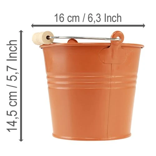 Deko Eimer Metall Übertopf Orangebraun Ø16cm H14,5cm 1,6L | Floristik21.de