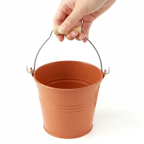 Deko Eimer Metall Übertopf Orangebraun Ø16cm H14,5cm 1,6L | Floristik21.de