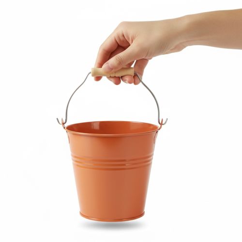 Deko Eimer Metall Übertopf Orangebraun Ø22cm H21,5cm 6L | Floristik21.de