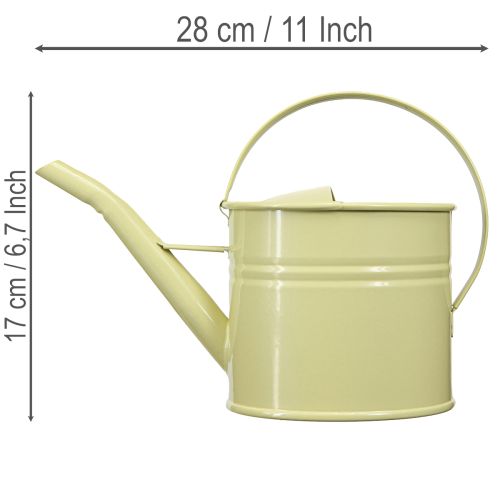 Deko Gießkanne Metall Grüngelb Klein 28x13x17cm 1,25l Vintage-Look Balkondeko | Floristik21.de