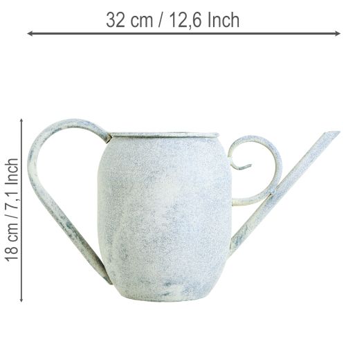 Deko Gießkanne Vintage Metall Weiß Blau 32x11x18cm Dekoaccessoire | Floristik21.de