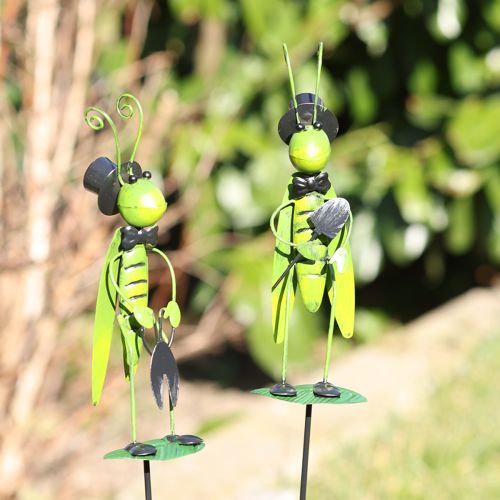 Floristik21 Deko Grashüpfer am Stab Metall Gartendeko 77cm 2er Set Gartenfiguren