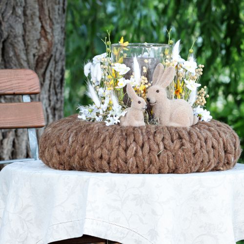 Artikel Deko Hasen Sitzend Ostern Braun Beflockt – 2. Wahl – H15cm 4 St als Osterdeko Highlight