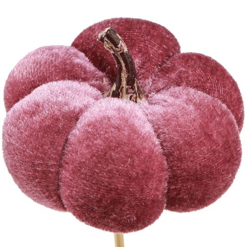 Artikel Deko Kürbis aus Stoff am Stab in Burgund und Rosa Ø7cm 9er-Set