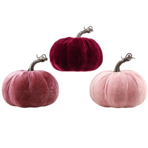 Artikel Deko Kürbisse Beflockt Burgund Rosa Ø13cm H11,5cm 3 St