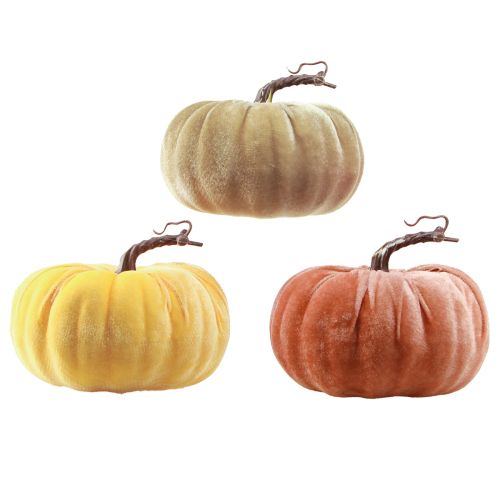 Artikel Deko Kürbisse Gelb Beige Rotbraun Beflockt Ø18cm 3 St