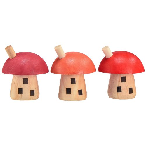 Artikel Deko Pilze Holz Häuschen Rot Orange Holzdeko 6×5cm 6St
