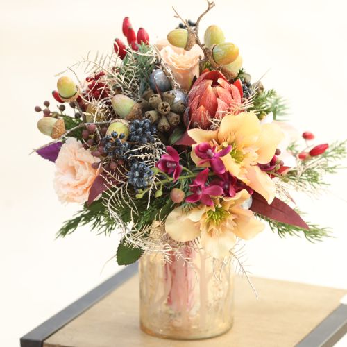 Artikel Deko Protea Kunstblumen Rotorange 34cm 3St Hochwertige Dekoration für Floristen