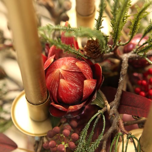 Artikel Deko Protea Kunstblumen Rotorange 34cm 3St Hochwertige Dekoration für Floristen