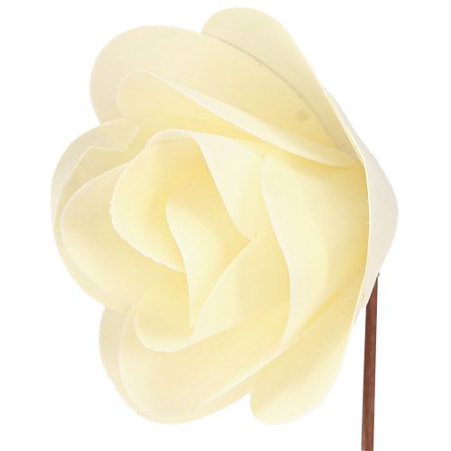 Floristik21 Deko Rosen Creme Künstliche Rosen Holzrosen Ø7,5cm 12 St