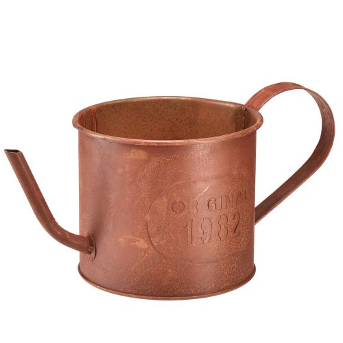 Floristik21 Metall Gießkanne Rostoptik Vintage Übertopf Ø12,5cm H10,5cm für Blumen & Deko