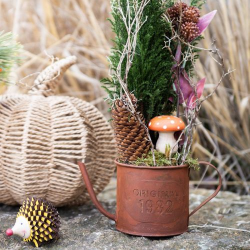 Artikel Metall Gießkanne Rostoptik Vintage Übertopf Ø12,5cm H10,5cm für Blumen & Deko