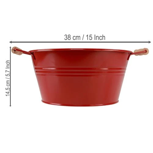 Deko Schale mit Griffen Metall Blumenschale Rot Ø29cm H14,5cm | Floristik21.de