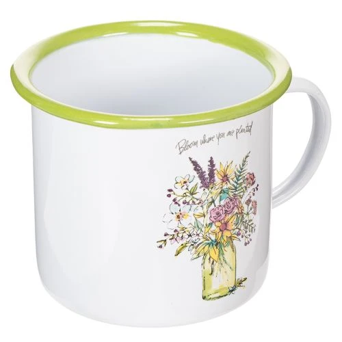 Deko Tasse Pflanztopf emailliert Ø11,5cm H10cm